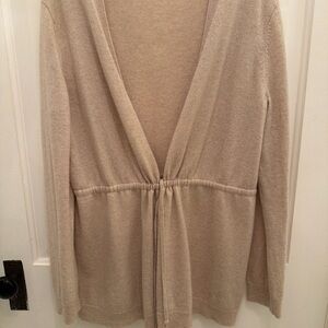 Theory Camel Tan Cashmere Long Sleeve Open Front Cardigan Womens Sweater Large